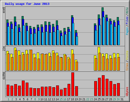 Daily usage for June 2013