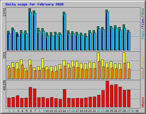 Daily usage for February 2020