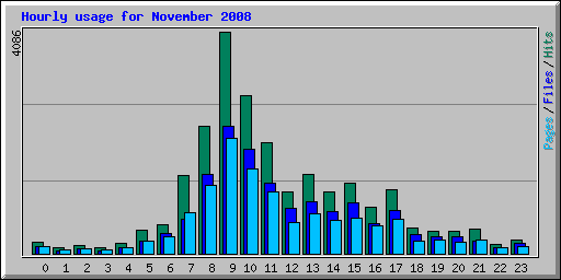 Hourly usage for November 2008