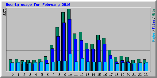 Hourly usage for February 2016